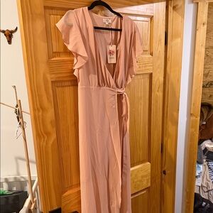 Lulu's Blush Maxi Wrap Dress